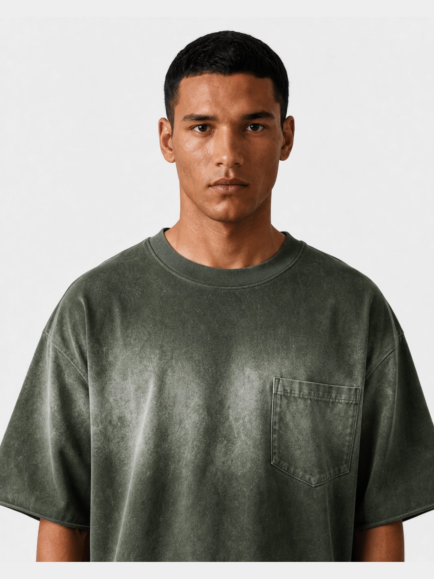 Cropped Washed Olive T-Shirt