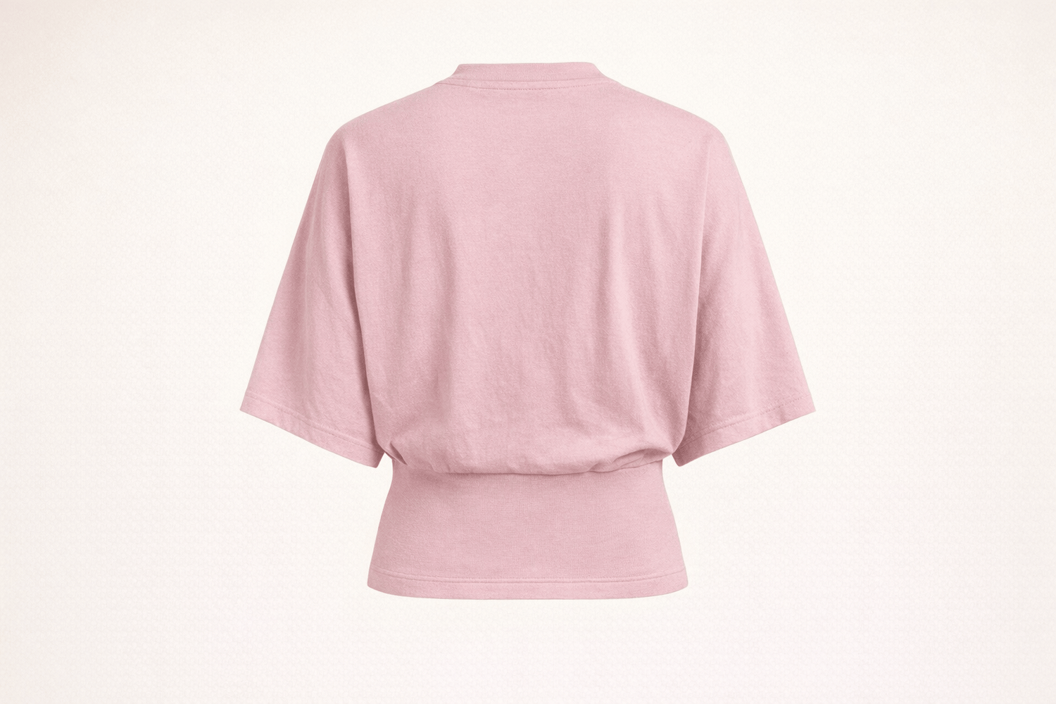 IdyllVie Relaxed Batwing Cotton Tee in Pink t-shirt foundation studio back product with refined IdyllVie styling