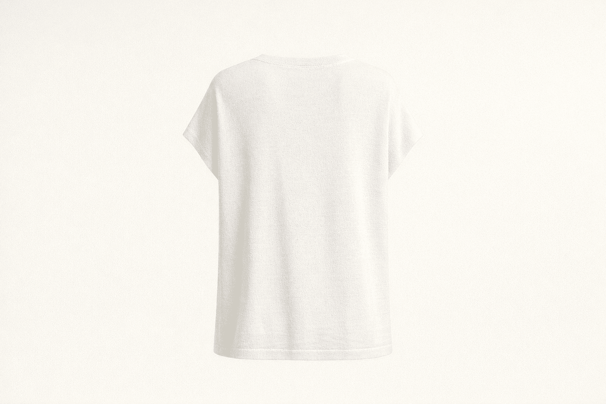 IdyllVie White Viscose Batwing Sleeve T-Shirt in White t-shirt foundation studio back product with refined IdyllVie styling