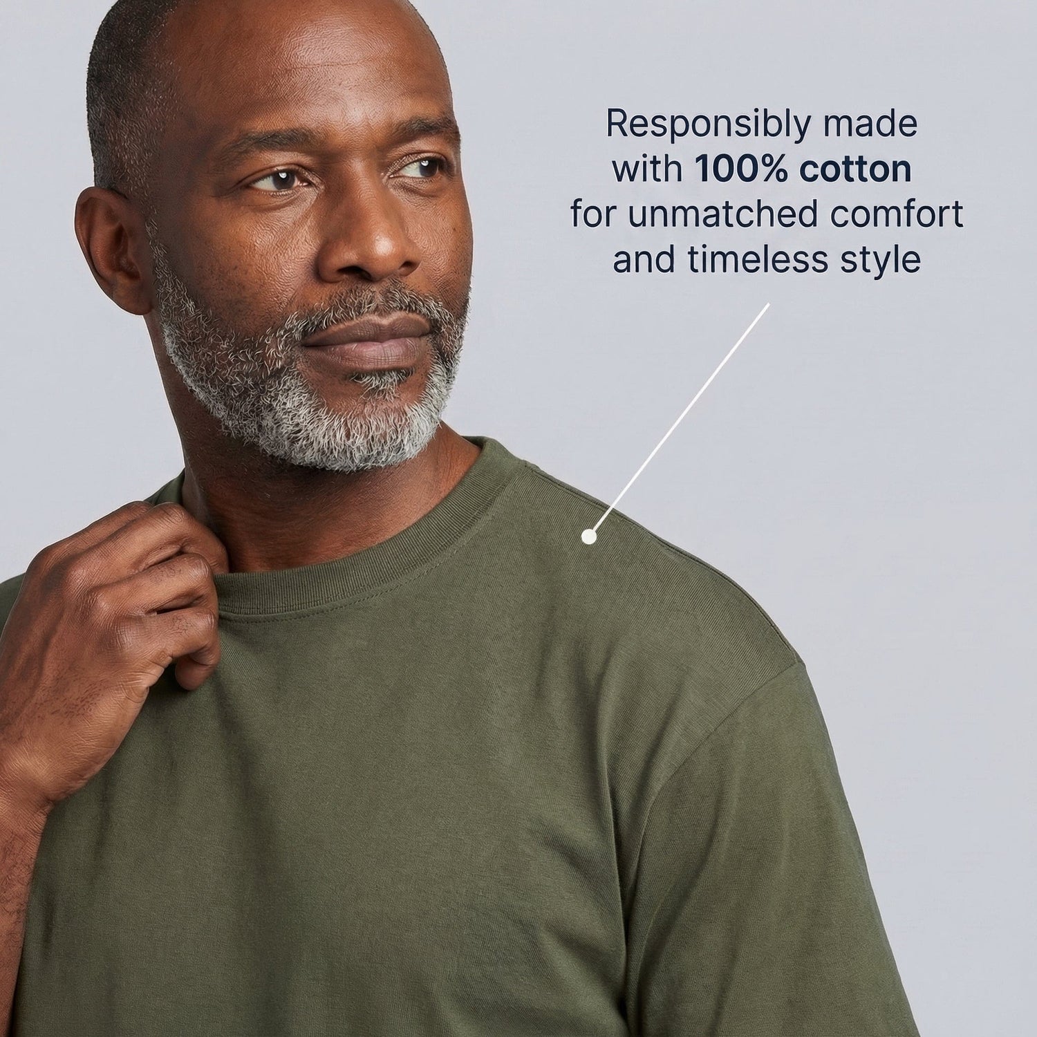 Men's green cotton T-shirt, casual style, comfortable fit