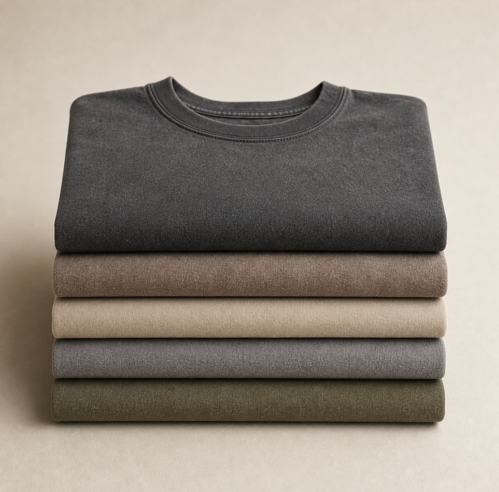 5-Pack Classic Fit Stonewashed Cotton T-Shirts