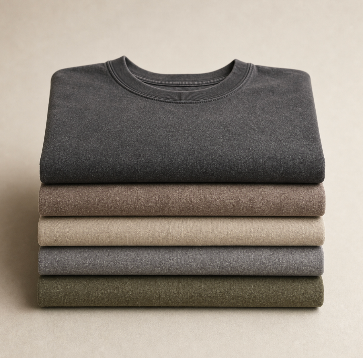 5-Pack Classic Fit Stonewashed Cotton T-Shirts