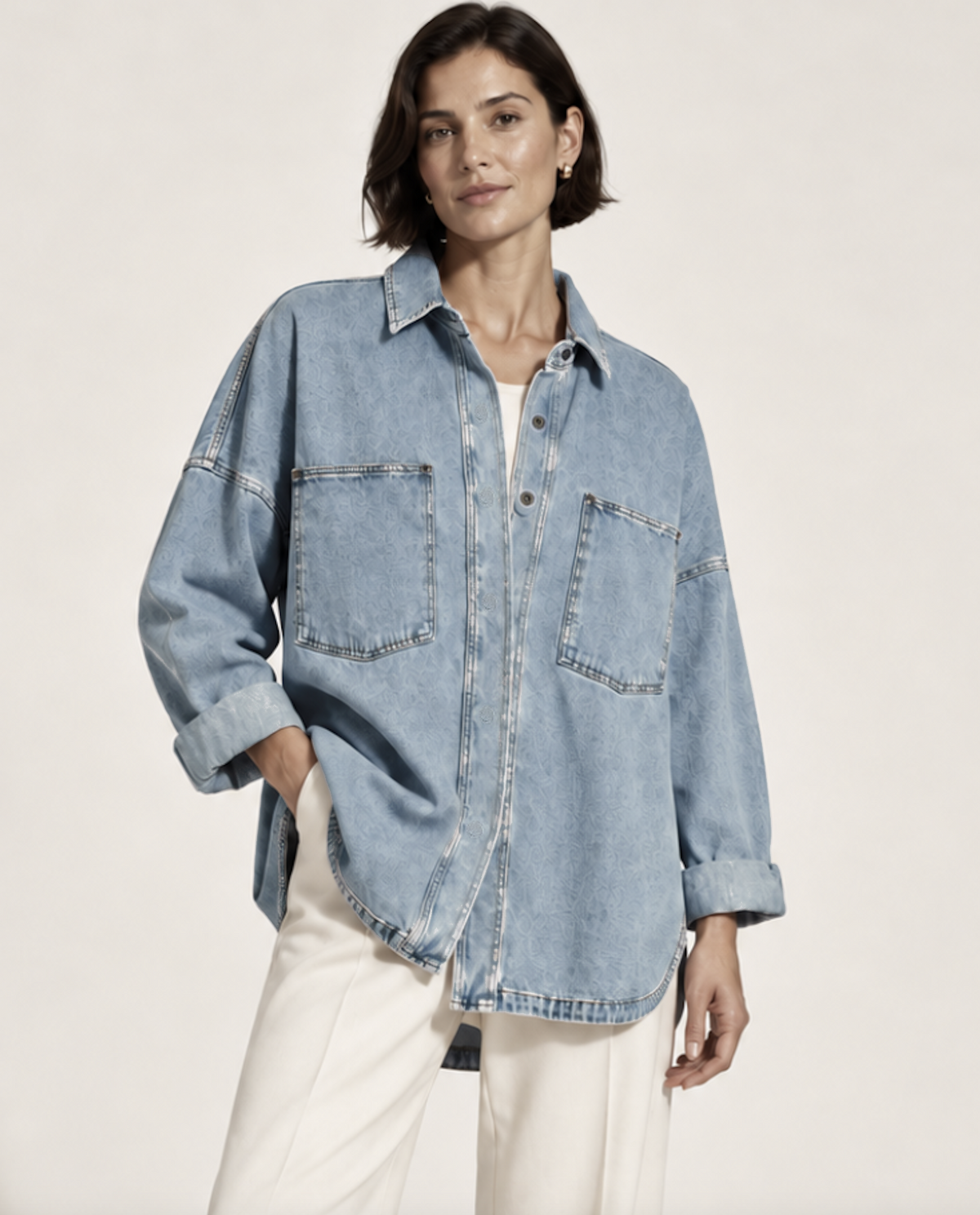 Surchemise en jean lavé à boutons-pression IdyllVie