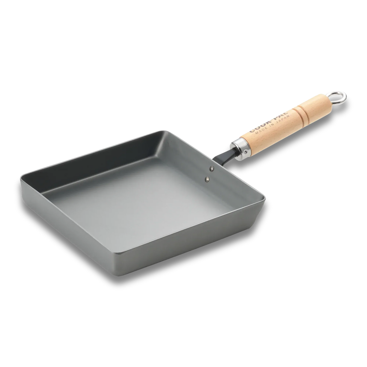 Yoshikawa Cook-Pal Ren Rolled Egg/Omelet Pan (Large)– Nitrided Carbon Steel, Made in Japan in wood, front product view showing cookware shape