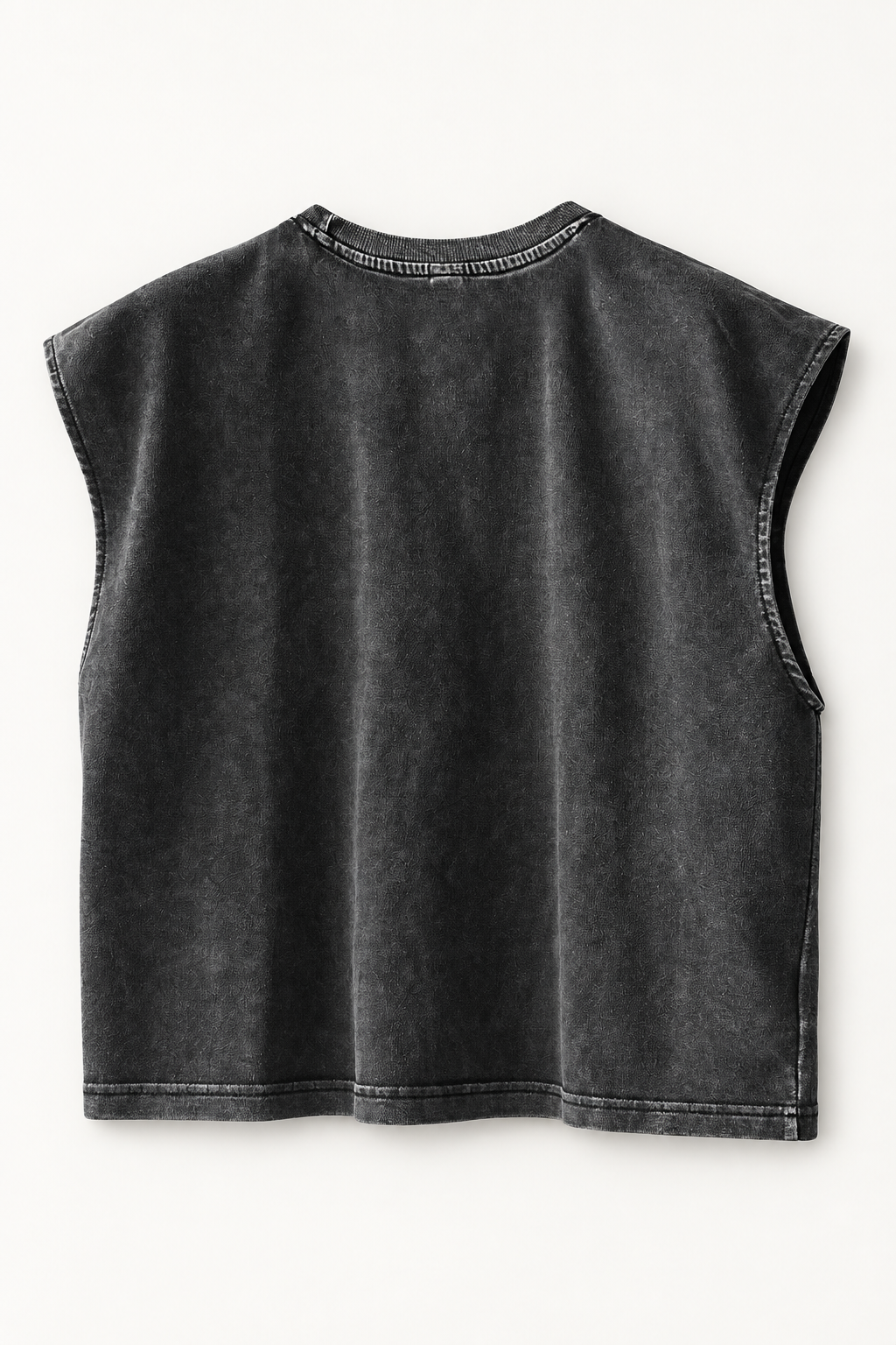 Charcoal loose crew-neck tank top, flat lay back