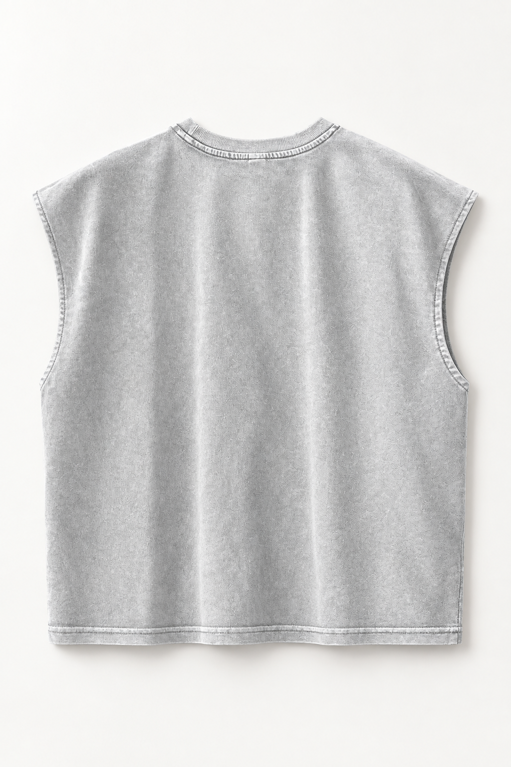 Light Grey loose crew-neck tank top, flat lay back