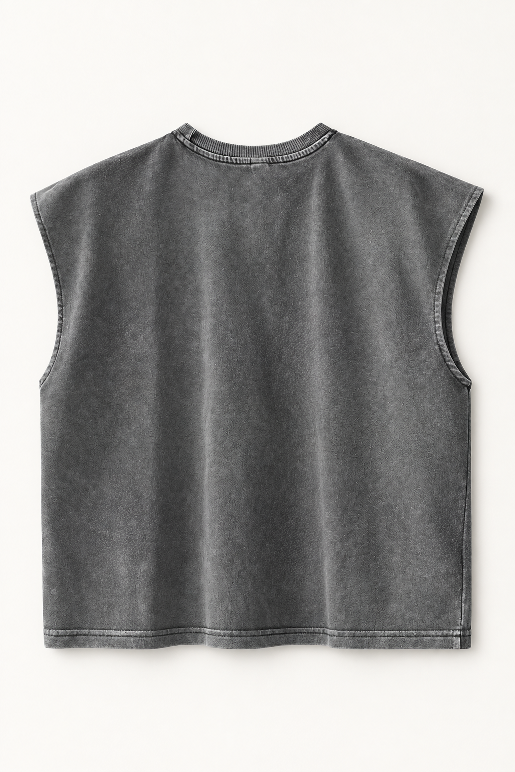 Slate Grey loose crew-neck tank top, flat lay back