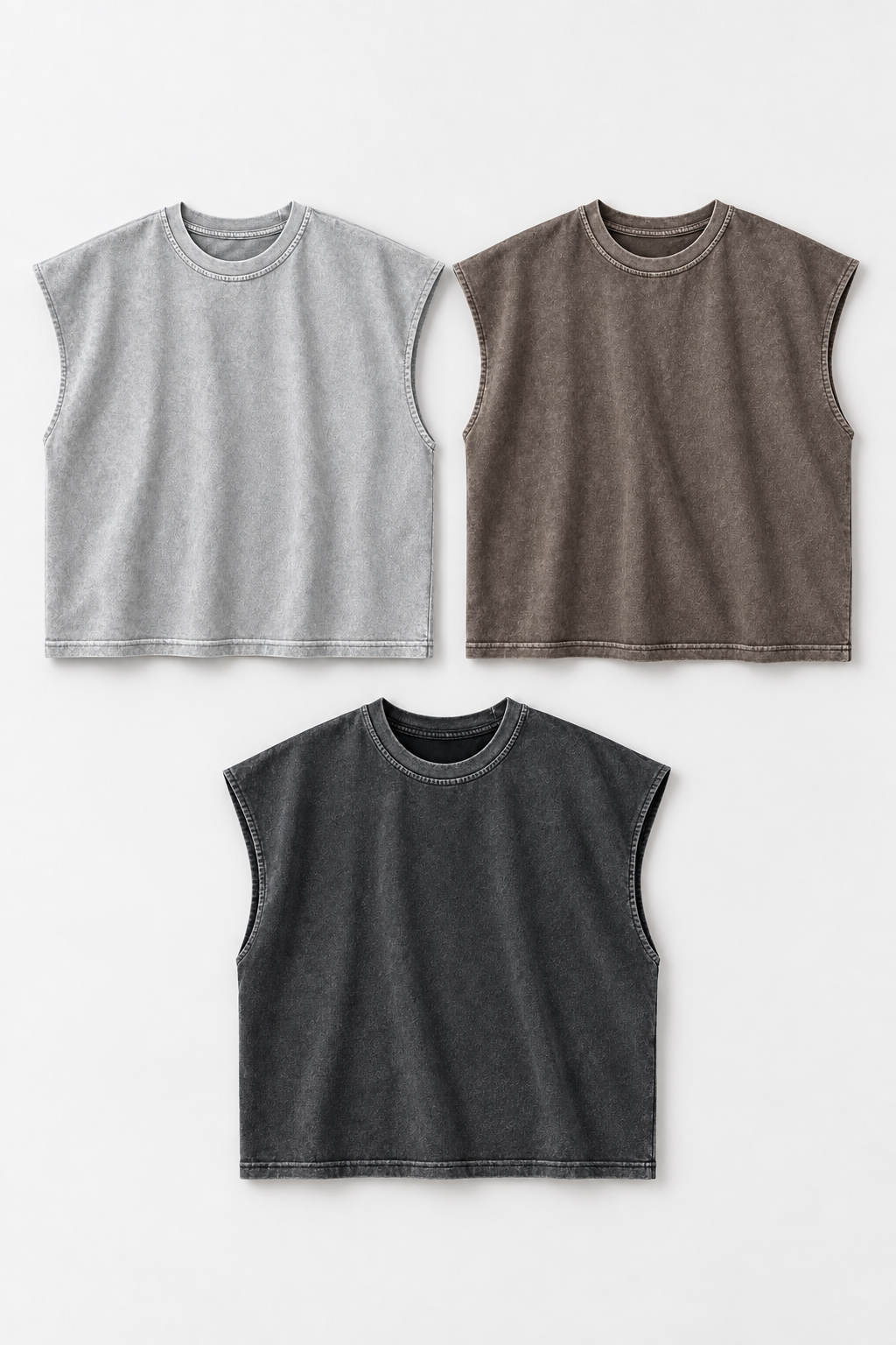 Light Grey / Taupe / Charcoal cotton-blend tank tops, three-pack front