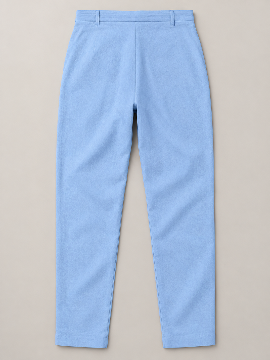 Baby Blue button-front drawstring trousers, flat lay back.