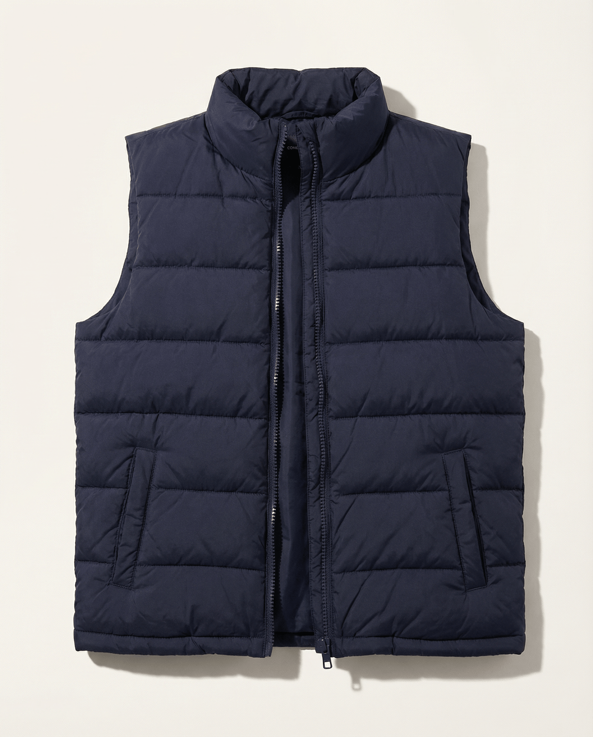 Revelstoke Recycled Vest in navy, front product view showing product details