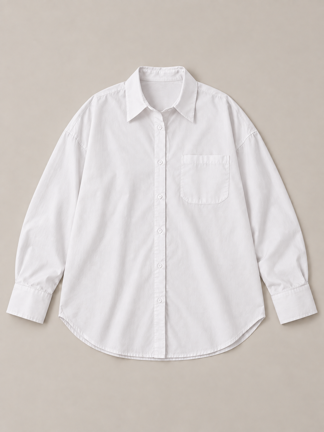 White Curve button-up shirt shown flat from the front; Curve size range 0XL–4XL.