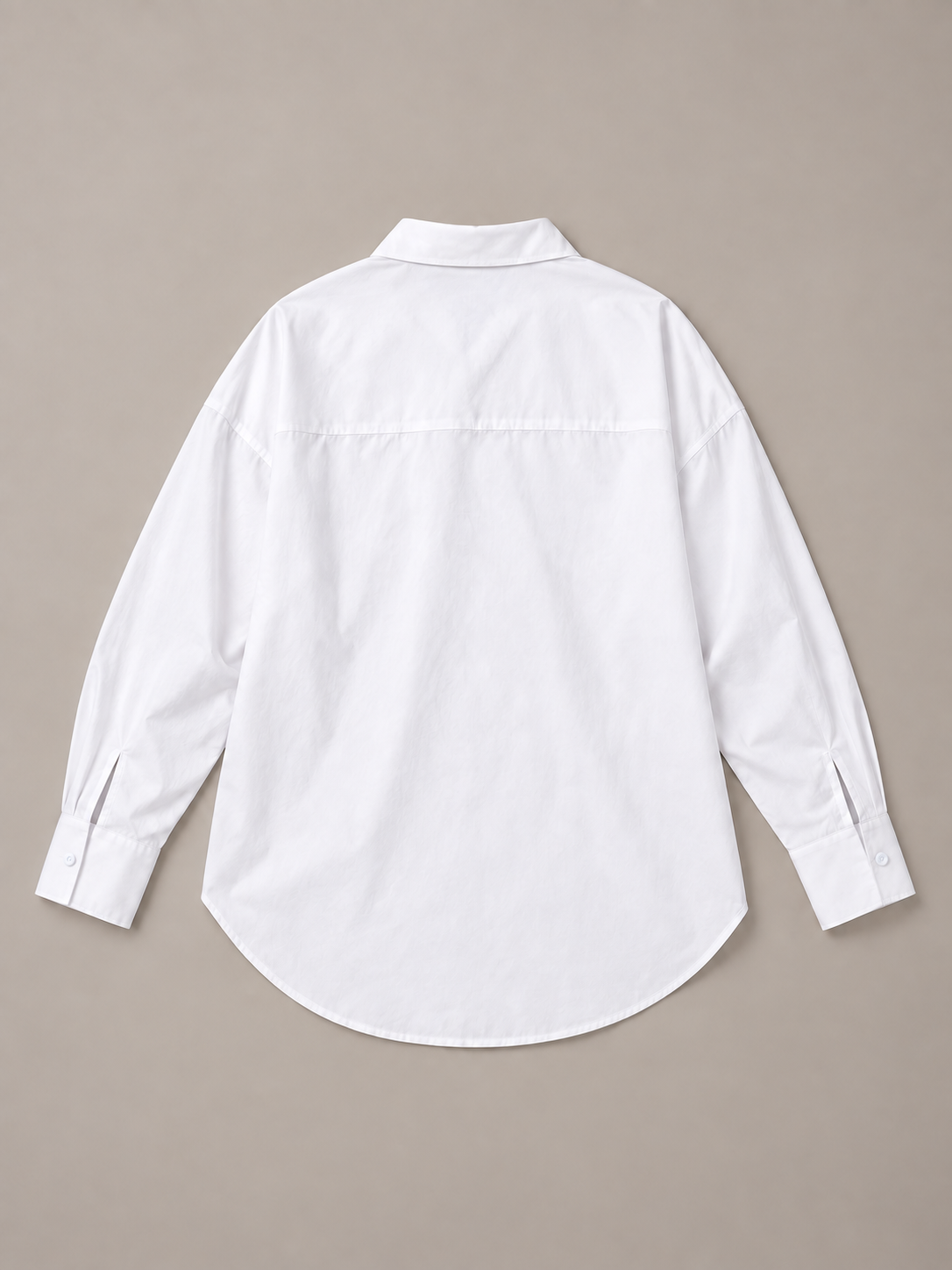 White oversized button-up shirt, flat lay back