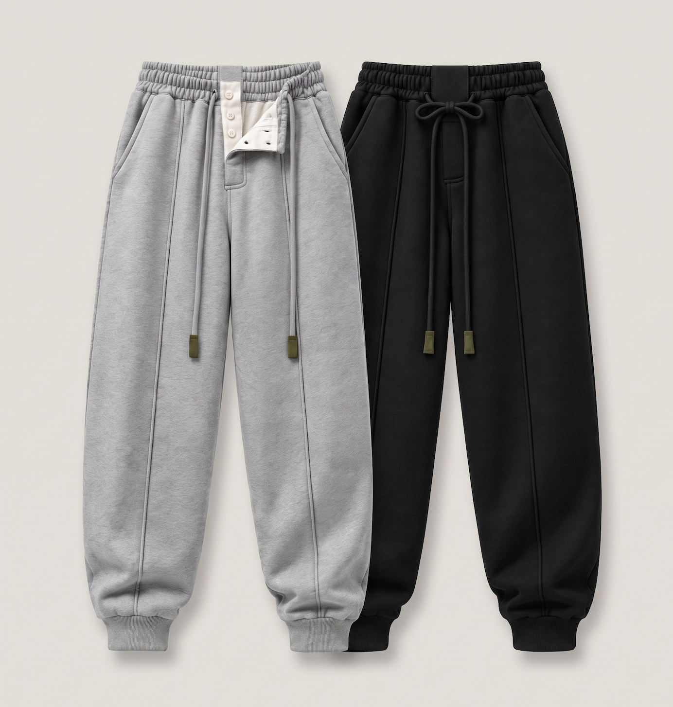 Grey and black Mercer pleated sweatpants