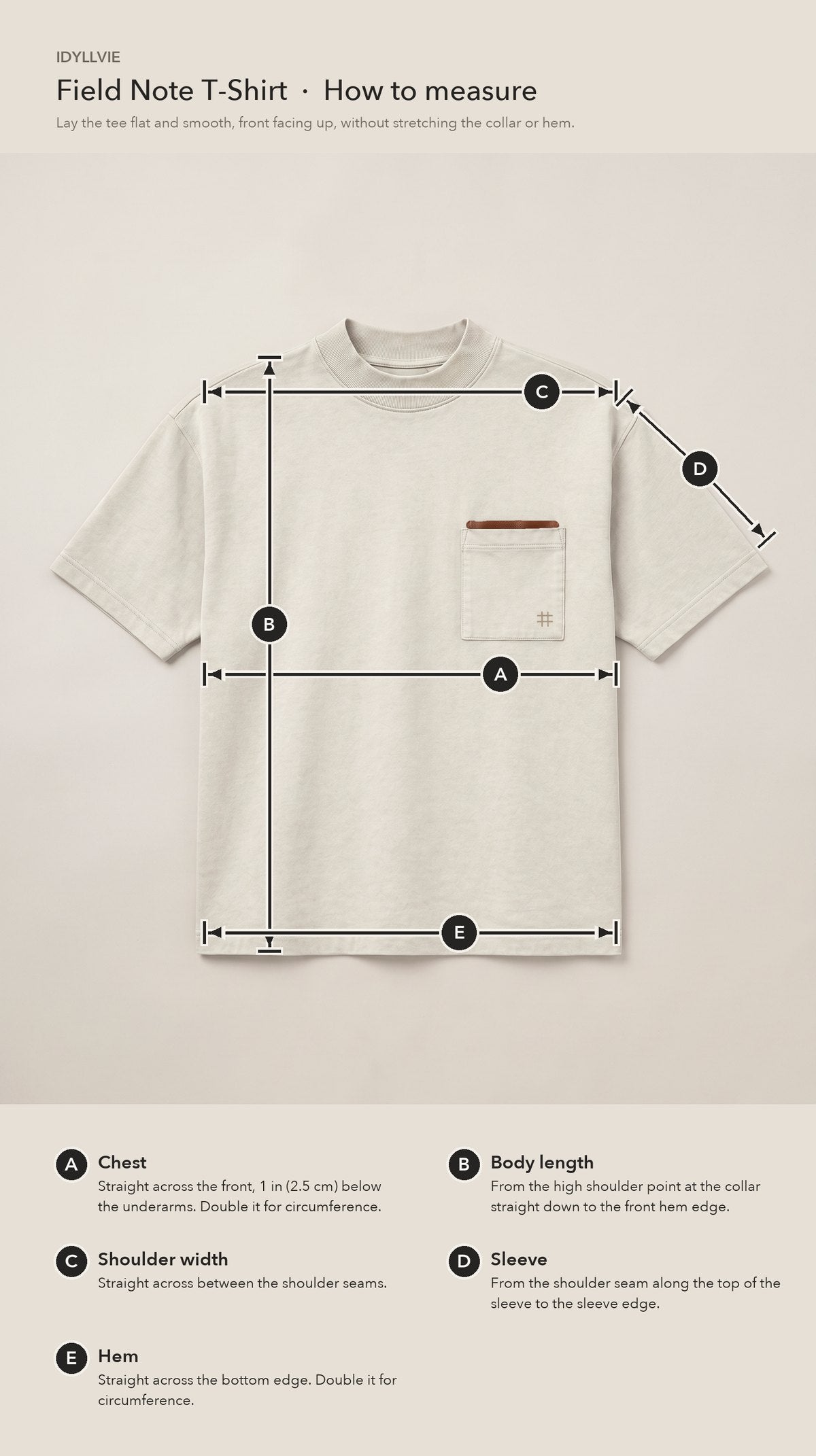 How to measure the Field Note T-shirt flat