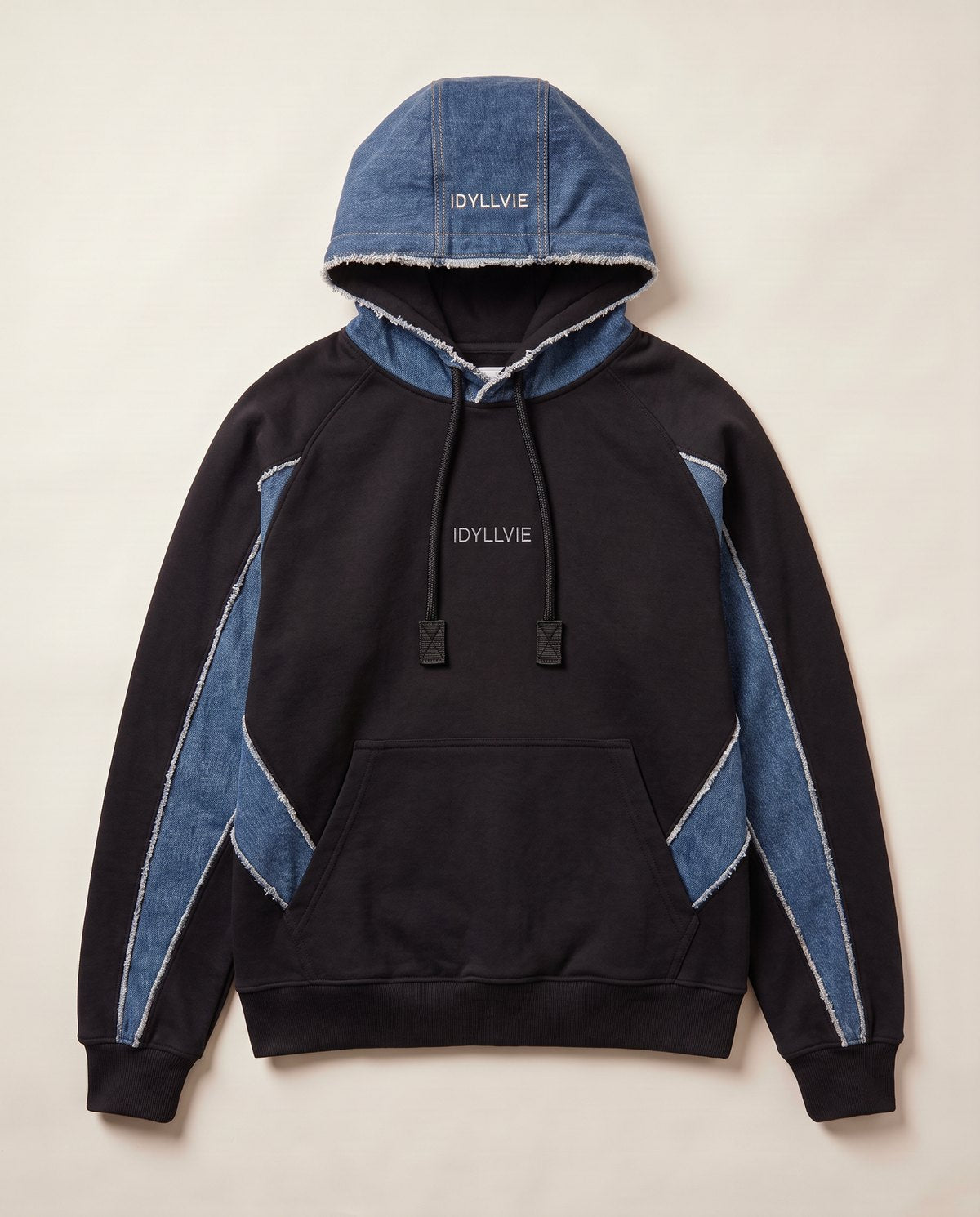 Hutton denim panelled hoodie