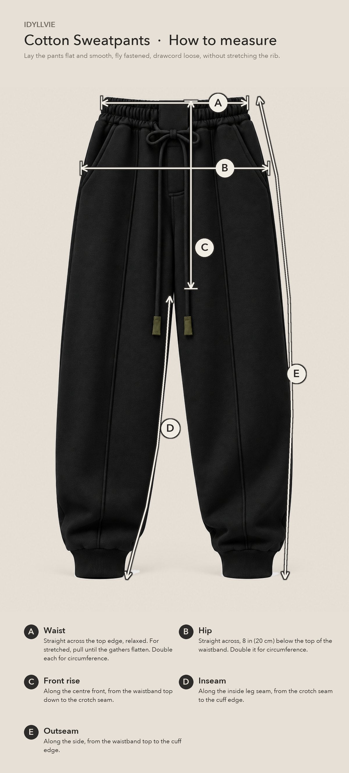 How to measure the Mercer Pleated Sweatpants flat